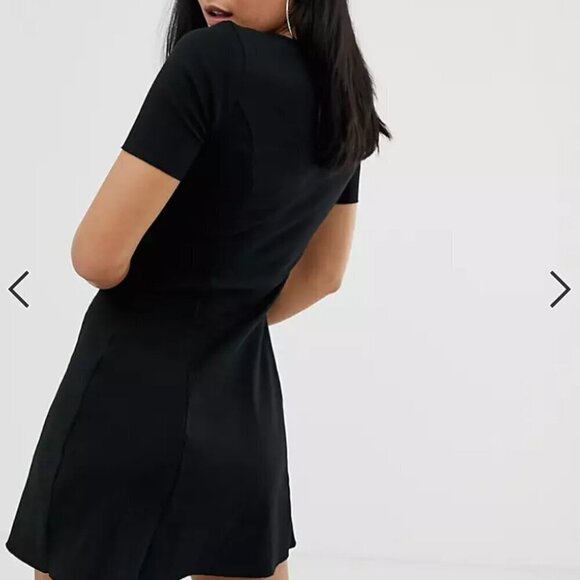 ASOS DESIGN short sleeve ribbed button through tea dress 10 - Picture 3 of 8